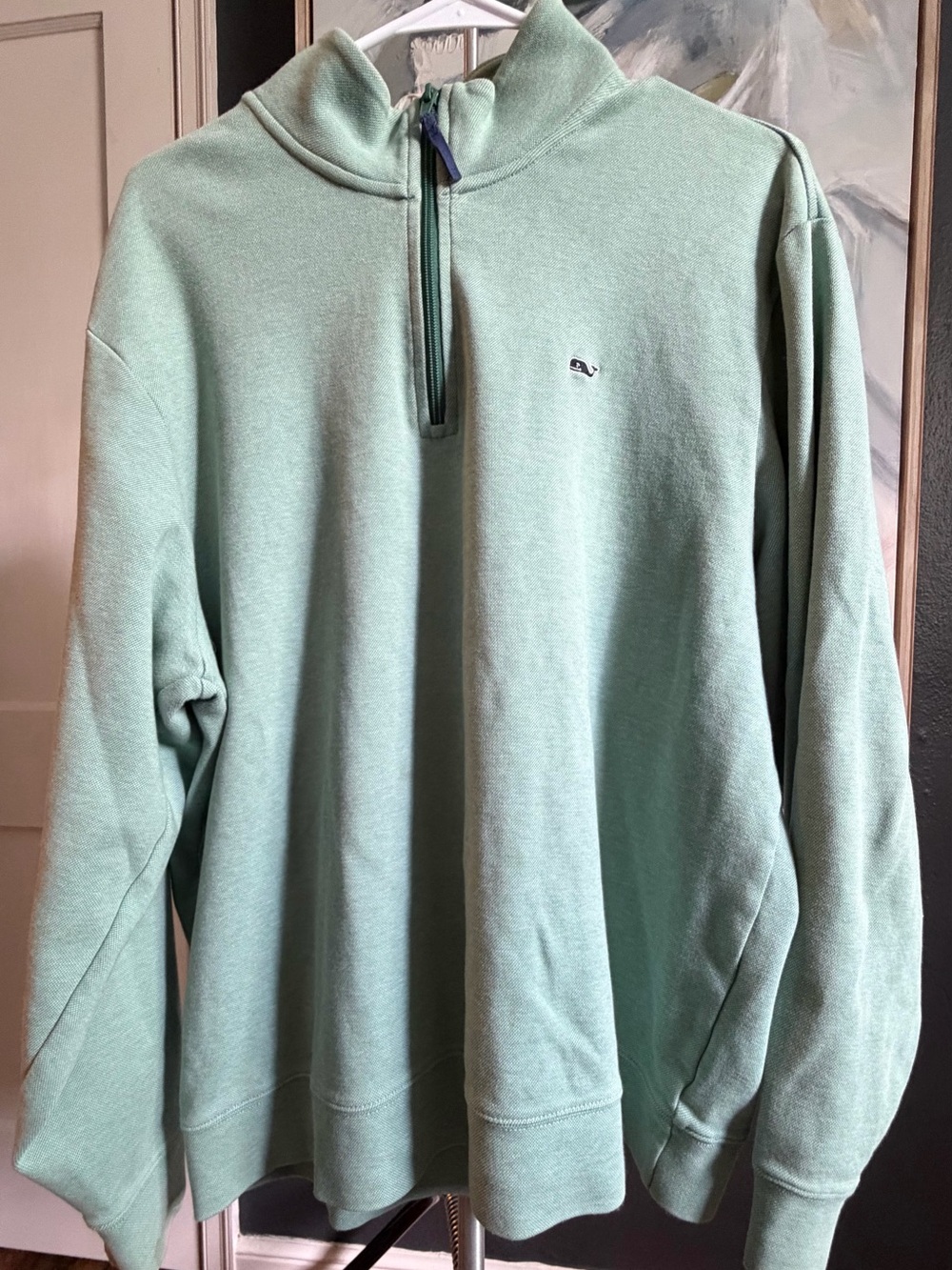 Vineyard Vines Men’s Large Mint Green Quarter Zip Pullover Whale Logo